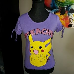 5 For $25✨️Like New Pokémon Pikachu Anime Purple & Yellow T Shirt Top